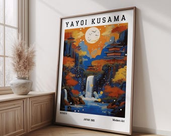 Japanese Exhibition Poster, Yayoi Kusama Art Print, Traditional Japanese Wall Art Decor, Asian Decor, Japanese Art, Japanese Print