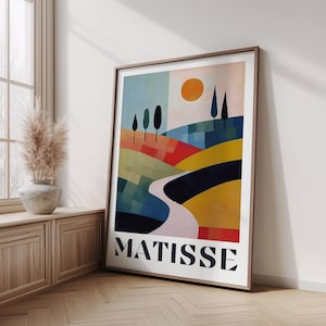 Henri Matisse Inspired Colorful Landscape Poster, Modern Abstract Art Print, Mid Century Style Wall Art for Living Room or Office Decor