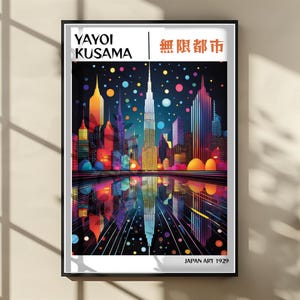 Yayoi Kusama City Poster - Abstract Yayoi Kusama Print as Japanese - Yayoi Kusama Inspired Japanese Gallery Wall Art - Home Wall Decor