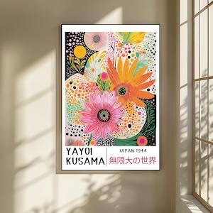 Yayoi Kusama Print - Home Wall Decor as Abstract Yayoi Kusama Poster - Japanese Wall Art - Yayoi Kusama Inspired Japanese Gallery Wall Art