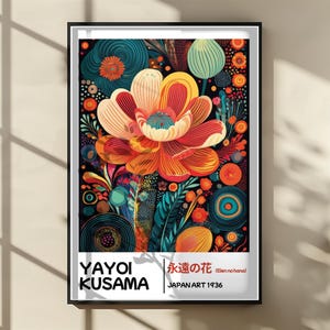 Yayoi Kusama Flower Poster - Abstract Yayoi Kusama Print as Japanese - Yayoi Kusama Inspired Japanese Gallery Wall Art - Home Wall Decor