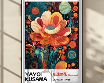 Yayoi Kusama Flower Poster - Abstract Yayoi Kusama Print as Japanese - Yayoi Kusama Inspired Japanese Gallery Wall Art - Home Wall Decor