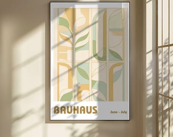 Póster floral de la Bauhaus - Impresión abstracta de la Bauhaus / Impresión de Picasso de mediados de siglo / Póster retro geométrico / Póster de la exposición de la Bauhaus