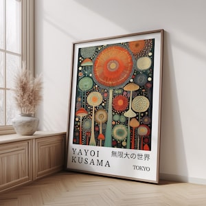 Yayoi Kusama Art Print, Japanese Floral Poster, Modern Japandi Style Decor, Kusama Inspired Wall Art, Minimalist Art Decor, Home Wall Decor