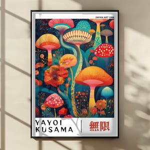 Yayoi Kusama Poster, Pilz Wand Kunst Druck, Abstrakt Yayoi Kusama Print als Japanische Wand Kunst, Bunte Japanische Blumen, Haus Wand Dekor