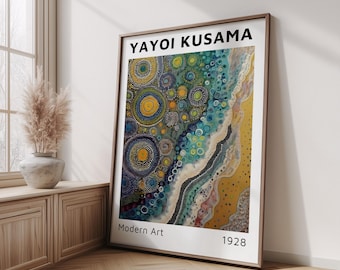 Yayoi Kusama Style Abstract Dot Art Poster, Colorful Modern Wall Art, Japanese Art Print, Vibrant Gallery Decor, Japandi Colorful Poster