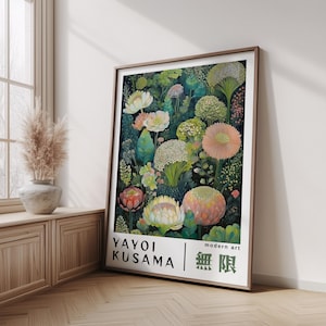 Póster de Yayoi Kusama, arte mural japonés, decoración japonesa brillante, impresión japonesa, póster japonés abstracto, regalo japonés, decoración de pared para el hogar