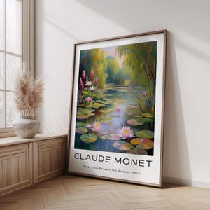 Claude Monet Water Lilies Poster, Floral Wall Art, Impressionist Garden Wall Art Print, Vintage Monet Inspired Decor, Botanical Print