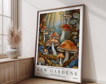 William Morris Poster, Mushroom Forest Poster, Botanical Wall Art, Vintage Fungi Illustration, Rustic Home Decor, Gift for Nature Lovers