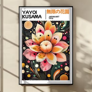 Yayoi Kusama Floral Poster - Abstract Yayoi Kusama Print as Japanese - Yayoi Kusama Inspired Japanese Gallery Wall Art - Home Wall Decor