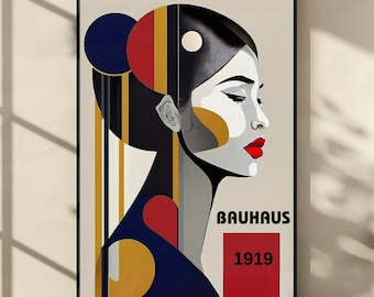 Póster de la Bauhaus: Impresión abstracta de la Bauhaus / Impresión de Picasso de mediados de siglo / Póster retro geométrico / Póster de la exposición de la Bauhaus