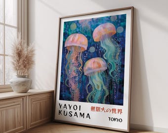 Yayoi Kusama Inspired Jellyfish Print – Ocean Poster – Japanese Wall Art – Aesthetic Japan Art – Abstract Home Decor – Housewarming Gift