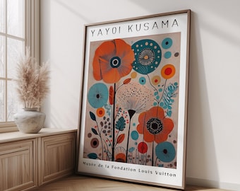 Yayoi Kusama Poster, Japanese Wall Art, Bright Japanese Decor, Japanese Print, Abstract Japanese Poster, Japanese Gift, Bright Wall Art
