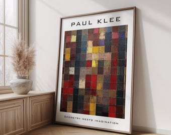 Póster abstracto inspirado en Paul Klee / Impresión de arte moderno geométrico colorido / Decoración de pared inspirada en la Bauhaus para la decoración de paredes del hogar contemporáneo