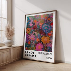 Yayoi Kusama Abstract Art Print, Colorful Japandi Wall Art as Yayoi Kusama Print, Japanese Framed Poster, Japanese Wall Art, Home Wall Art