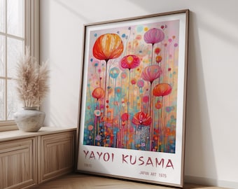 Póster de Yayoi Kusama - Impresión abstracta de Yayoi Kusama, arte japandi, arte mural japonés - Inspirado en el arte mural japandi de Yayoi Kusama