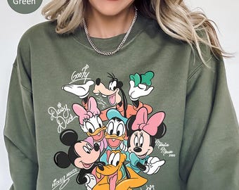 Retro Mickey and Friends Signatures Sweatshirt,Disney Characters Shirt,Mickey&Co Shirt,Disneyland Sweatshirt,Disney Trip Shirt,Magical Shirt