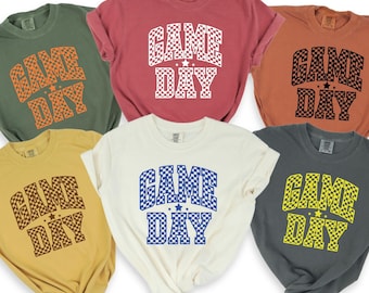 Comfort Colors Game Day Shirt,Football Shirt,Checkered Game Day Shirt,Women's Football,Checkered Football Shirt,Football Mom,Game Day Gift