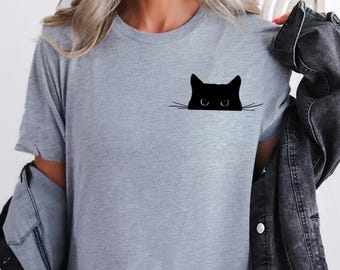 Black Cat Shirt,Halloween Shirt,Cat Mom Shirt,Cat Lover Shirt,Cat Lover Gift,Cat Mom Gift,Cat Peeking Shirt,Kitten Shirt,Cute Cat Shirt