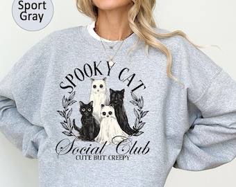 Spooky Cat Social Club Sweatshirt,Halloween Sweatshirt,Halloween Cat Sweatshirt,Halloween Gift,Cat Lover Gift,Halloween Shirt,Spooky Season
