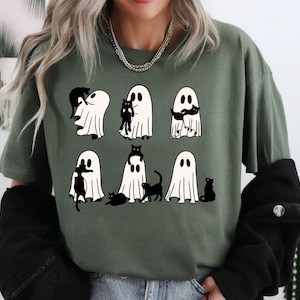 Ghost Cats Halloween Shirt,Cat Lovers Shirt,Halloween Cat Shirt,Spooky Season,Cat Lover Gift,Halloween Gift,Black Cat Shirt,Ghost Cat Shirt