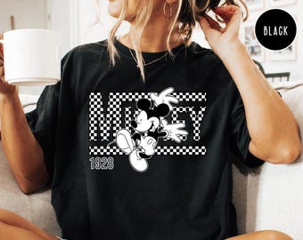 Comfort Colors Mickey Minnie Checkered Shirt,Checkered Disney Shirt,Disney Trip Shirt,Disneyland Shirt,Mickey Shirt,Disney Family Vacation