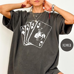Chemise cowboy Ace Cards Comfort Colors, chemise cartes à jouer, chemise jeux de cartes poker, chemise country girl, chemise western, chemise country