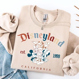 Retro Mickey And Friends Disneyland Est 1955 Sweatshirt,Vintage Disneyland Crewneck Sweatshirt,Disneyland Shirt,Family Vacation Sweatshirt