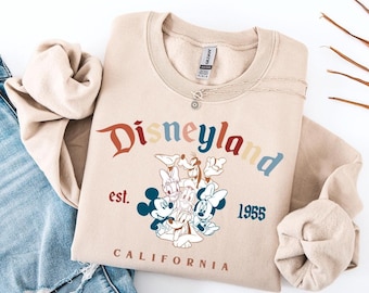 Retro Mickey And Friends Disneyland Est 1955 Sweatshirt,Vintage Disneyland Crewneck Sweatshirt,Disneyland Shirt,Family Vacation Sweatshirt