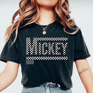 Comfort Colors Mickey Minnie Checkered Shirt,Checkered Disney Shirt,Disney Trip Shirt,Disneyland Shirt,Mickey Shirt,Disney Family Vacation