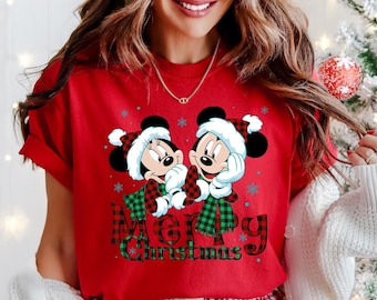 Comfort Colors Disney Merry Christmas Shirt,Christmas Matching Shirt,Mickey Christmas,Minnie Christmas,Disneyland Christmas,Disney Christmas
