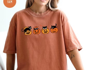 Comfort Colors Halloween Shirt,Halloween Black Cat Shirt,Halloween Black Cat Sweatshirt,Halloween Cat Shirt,Cat Lover Shirt,Cat Lover Gift