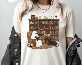 Ghost Reading Book Shirt,Reading Shirt,Book Lover Gift,Librarian Ghost Halloween,Halloween Sirt, Halloween Gift,Boo Shirt,Ghost Shirt