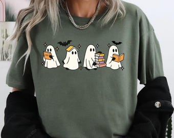 Ghost Reading Book Shirt,Reading Shirt,Book Lover Gift,Librarian Ghost Halloween,Halloween Sirt, Halloween Gift,Boo Shirt,Ghost Shirt