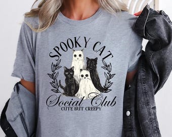 Spooky Cat Social Club Shirt,Halloween Shirt,Halloween Cat Shirt,Halloween Gift,Cat Lover Gift,Halloween Shirt,Spooky Season Shirt