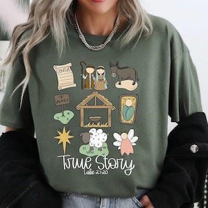 Chemise de Noël Nativité histoire vraie, chemise de Noël Jésus, chemise de Noël de Jésus, chemise de Noël basée sur la foi, chemise histoire vraie, cadeau de Noël
