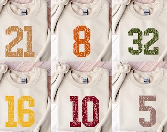 Sudadera con número personalizado, camiseta deportiva personalizada con número, camiseta de fútbol, camiseta con número personalizado, camiseta de fútbol universitario, número para el día del partido