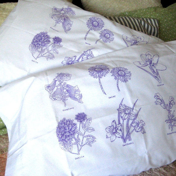 Screen Printed Floral Pillow Covers (set of 2 standard)