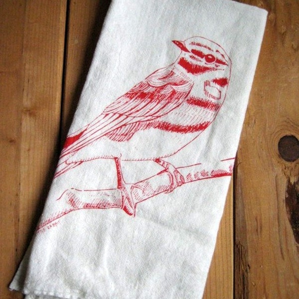 Screen Printed Organic Cotton Bird Flour Sack Towel