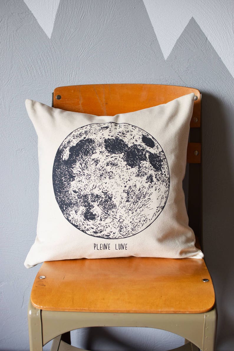 Throw Pillow Throw Pillow Covers Screen Printed Moon Etsy