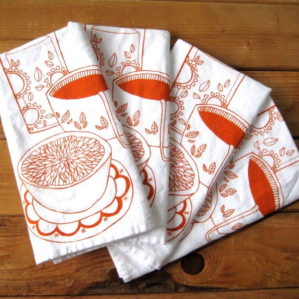 Screen Printed Organic Cotton Breakfast Cloth Napkins
