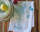 Tea Towel - Screen Print Tea Towel - Flour Sack Towel - Kitchen Towels - Dish Towels - Wildflowers - Tea Towel Set - Tea Towels Flour Sack