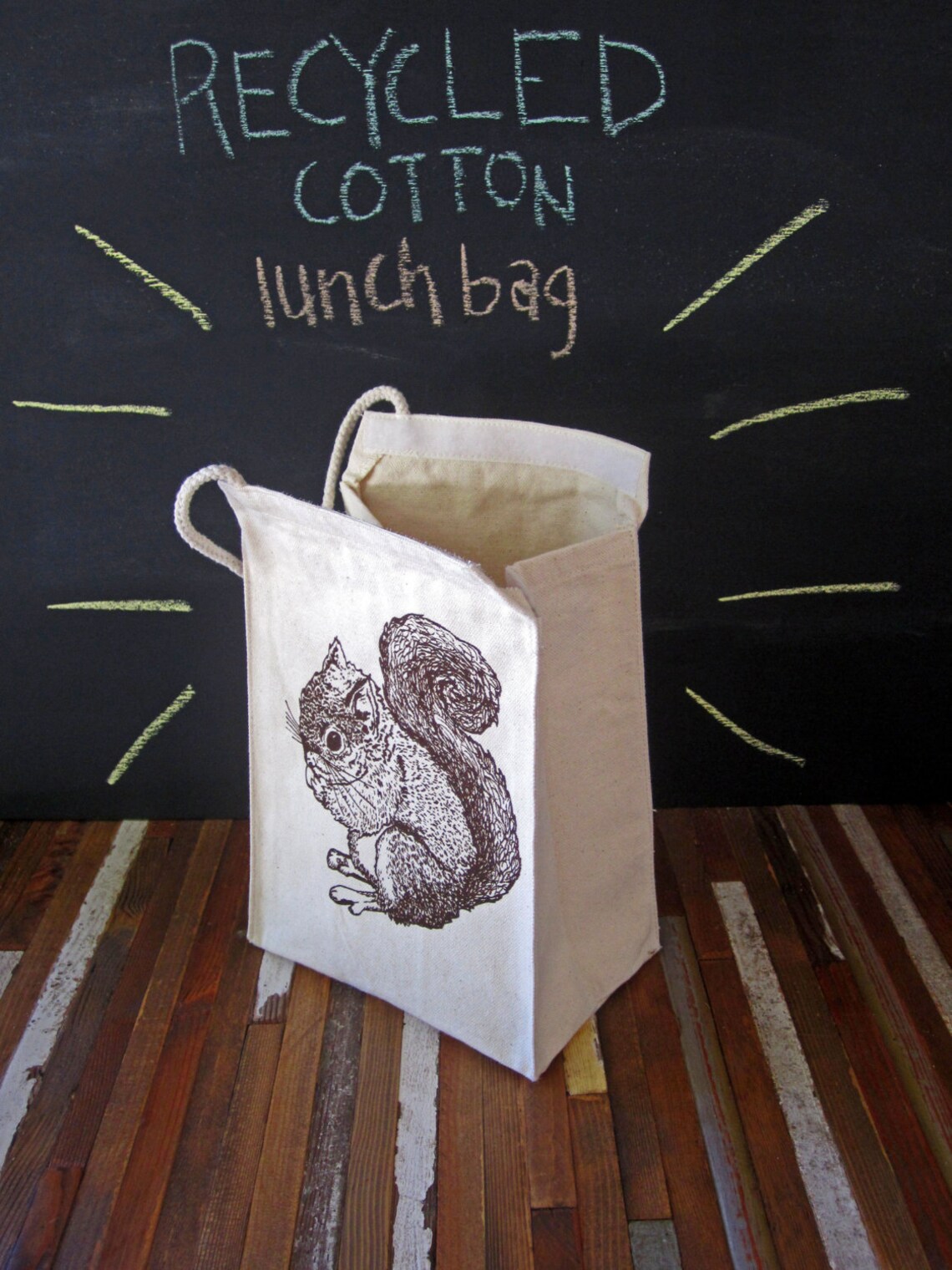 Lunch Bag Screen Printed Recycled Cotton Lunch Bag Etsy