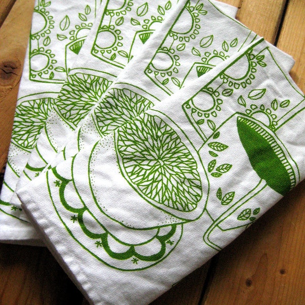 Screen Printed Organic Cotton Breakfast Cloth Napkins