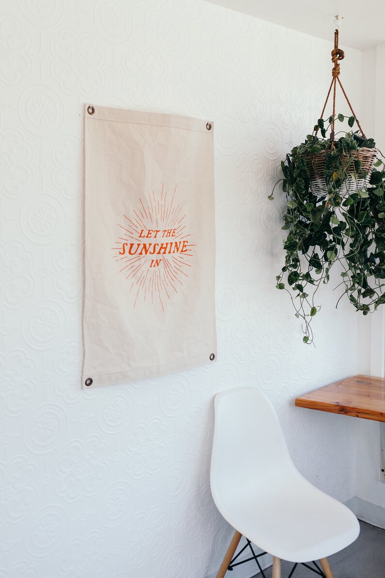 Canvas Banner Let The Sunshine In Wall Hanging Canvas Etsy