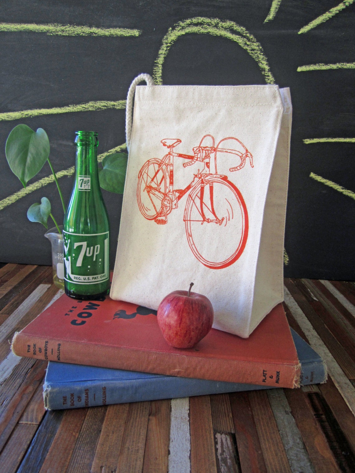 Screen Printed Recycled Cotton Lunch Bag Reusable and Etsy