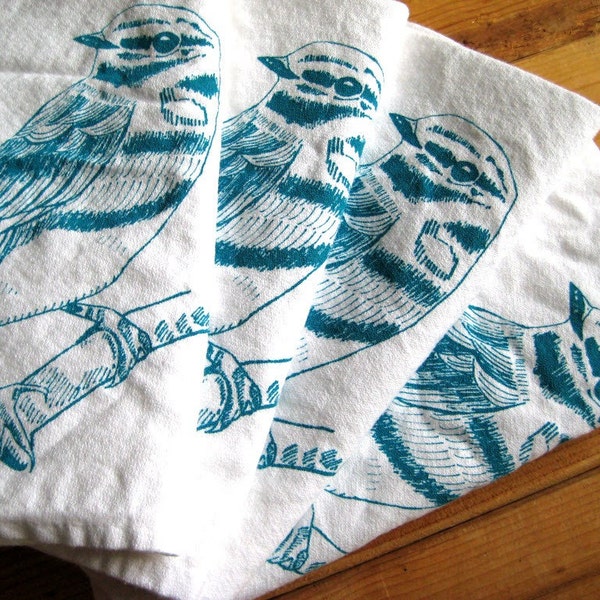 10% Discount Screen Printed Organic Cotton Bird Cloth Napkins