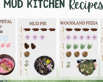 Mud Kitchen Recipe Cards: Nature Sensory Play Waldorf and Montessori Inspired (Instant Download Printable)