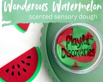 Watermelon Scented Non-Toxic Sensory Play Dough Kit: Handmade Math Game, Natural Travel Toy