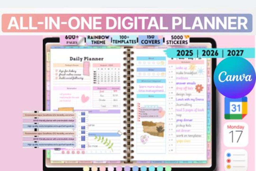 All in One Digital Planner 2025 2026 2027, Digital Planner, Digital ...